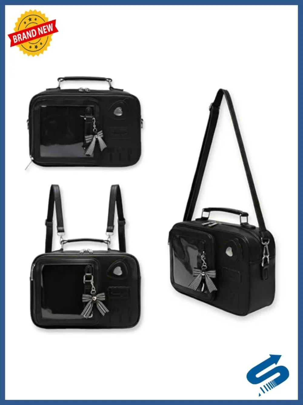 Ita Bag Display Backpack with Removable Insert Window for Anime Pins PU Leather